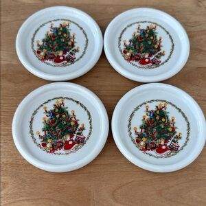 Vintage Early 80s Christmas Tree Coasters Set of 4